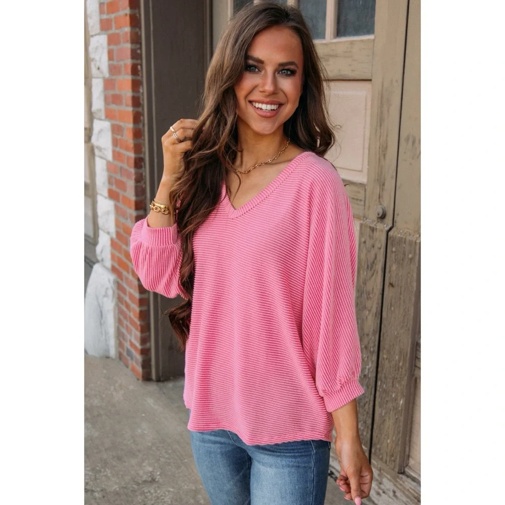 Pink Corded Bracelet Sleeve Top - Picture 1 of 2
